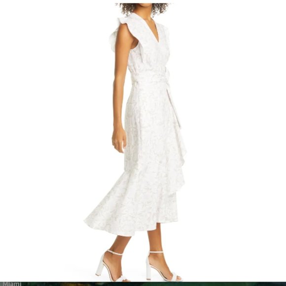 Rebecca Taylor Zadie Cotton Wrap Ruffle Dress 16 - Picture 7 of 9